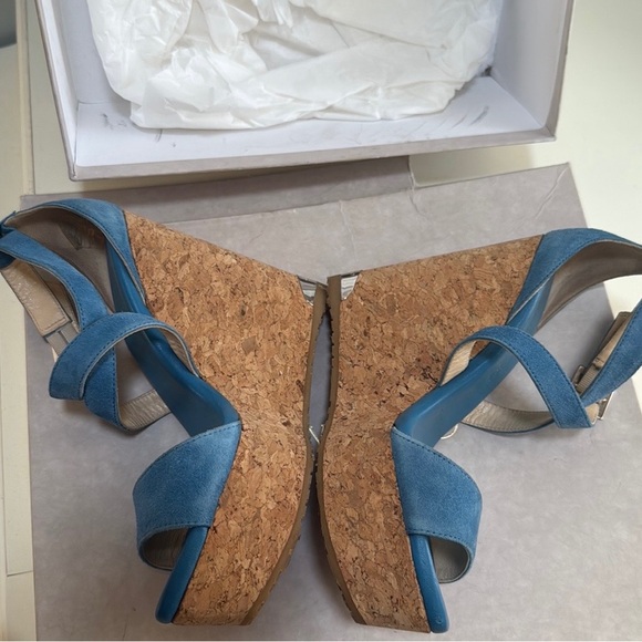 “Jimmy Choo” Women’s Wedge Sandals in Blue Suede pre-owned Size: 35 - Picture 8 of 14